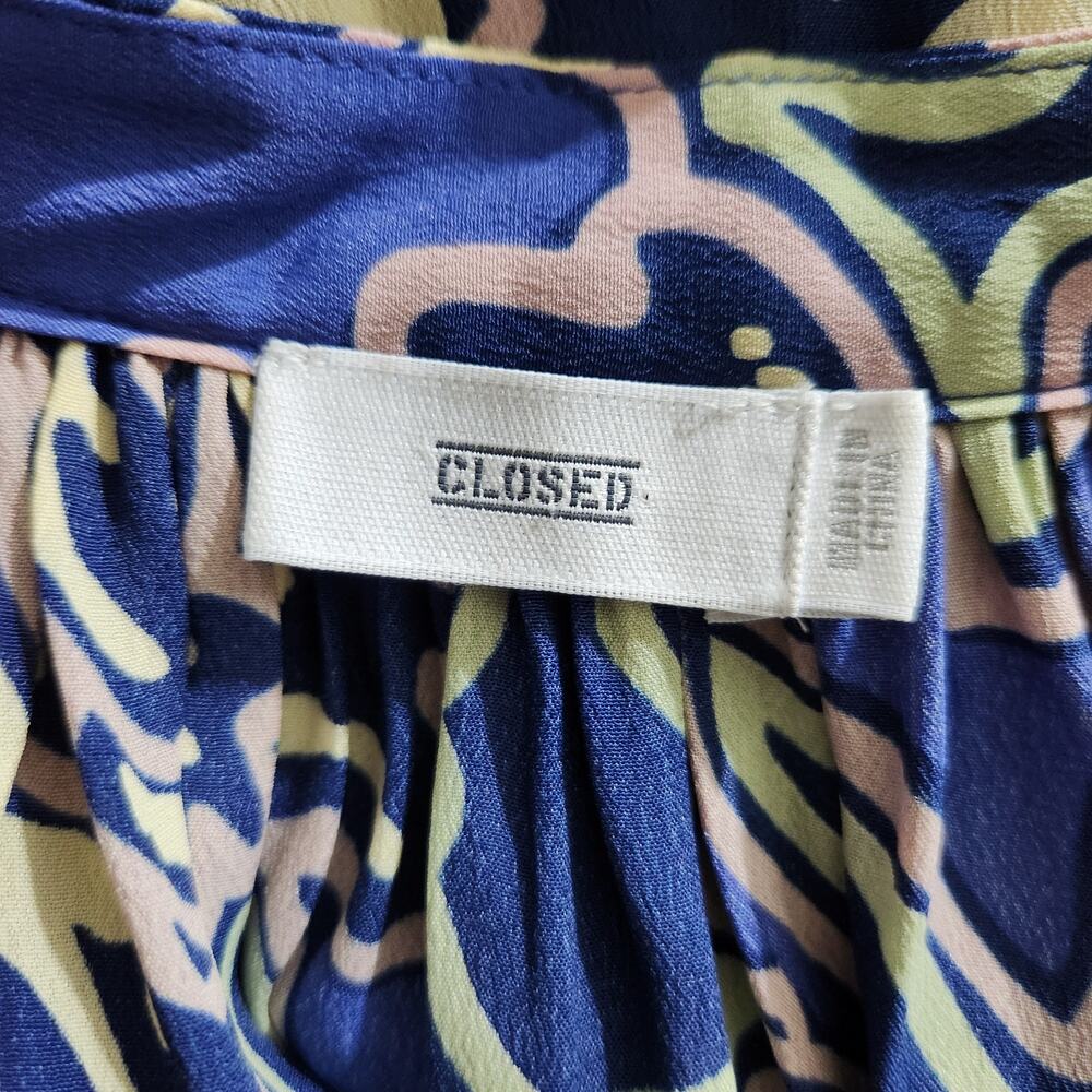 Closed Emily Maxi Dress Oversized Silk Blend Blue Abstract Print Size XXS NWOT - Picture 13 of 16